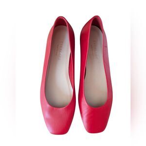 Everlane Red Leather Square-Toe Flats